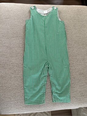 Love That Cotton green gingham 3T romper with inner leg snaps and zipper